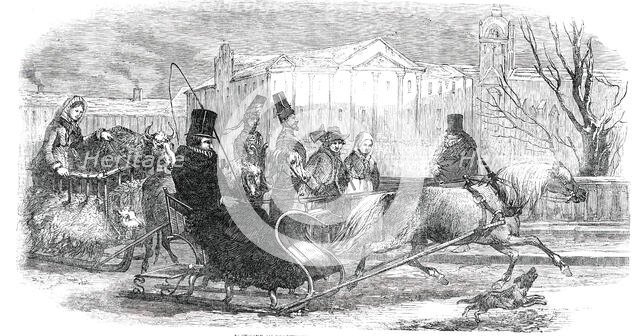 Sledging in Stockholm - from an original drawing, 1850. Creator: Unknown.