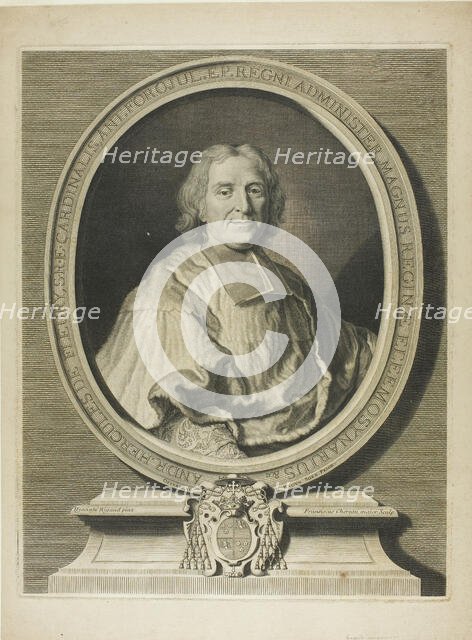 Portrait of Cardinal Fleury, 1726. Creator: François Chereau the Elder.