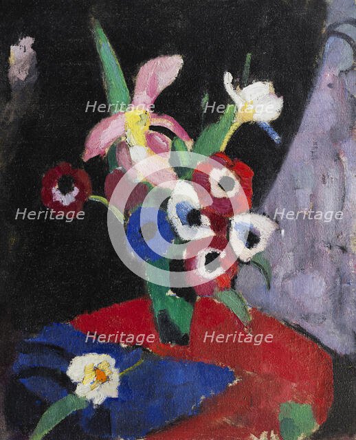 Flower still life on a black background II, 1913. Creator: Stenner, Hermann (1891-1914).