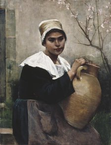 Breton Girl Holding a Jar, 1884. Creator: Amelie Lundahl.