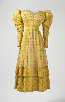 Woman’s yellow silk and cotton dress, Europe, c.1827. Creator: Unknown.