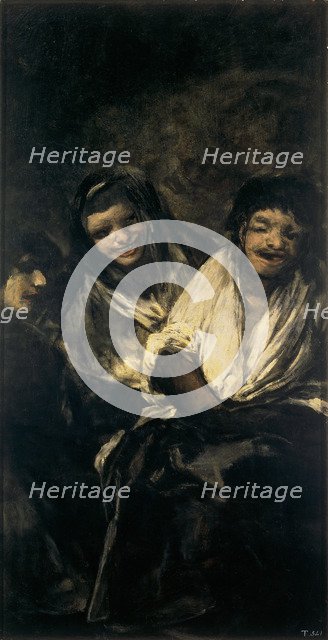 Man Mocked by Two Women (Women Laughing or The Ministration). Artist: Goya, Francisco, de (1746-1828)