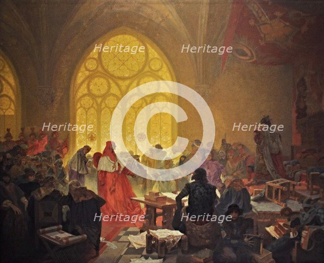 The Hussite King George of Podebrady (The cycle The Slav Epic). Artist: Mucha, Alfons Marie (1860-1939)