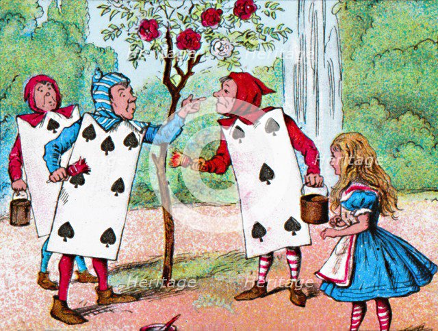 'The Playing cards painting the Rose Bushes', c1910. Artist: John Tenniel.