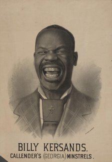 Lithographic portrait of Billy Kersands promoting Callender's Minstrels, c1880 - 1885. Creator: Unknown.