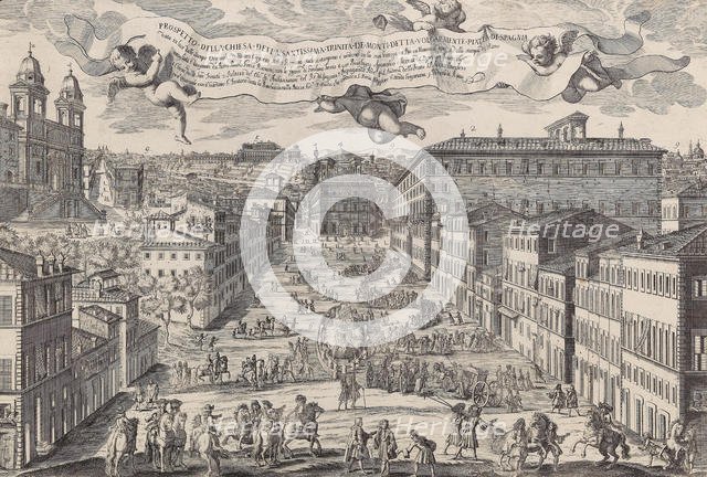 Prospetto della chiesa della Santissima Trinita de Monti detta volgarmente Piazza di Spagnia, 1696. Creator: Rossi, Matteo Gregorio de (1638-1702).