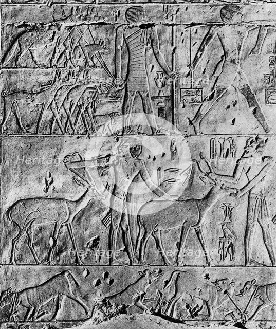 A hunting scene from the tomb of Ptahhotep, near Saqqara, Egypt, c2650 BC (1936). Artist: Unknown