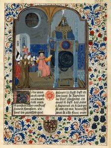 Louis de Gruuthuse before an astronomical clock (From: Horloge de Sapience by Henri Suso), ca. 1470-