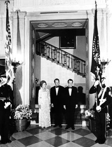 Mrs Nixon, West German Chancellor Willy Brandt and President Nixon at the White House, 1973. Artist: Unknown