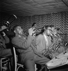Portrait of Dizzy Gillespie, James Moody, and Howard Johnson, Downbeat, New York, N.Y., 1947. Creator: William Paul Gottlieb.
