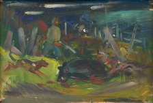 Boar Hunt, around 1930-1935. Creator: Arnold Peter Weisz-Kubincan.