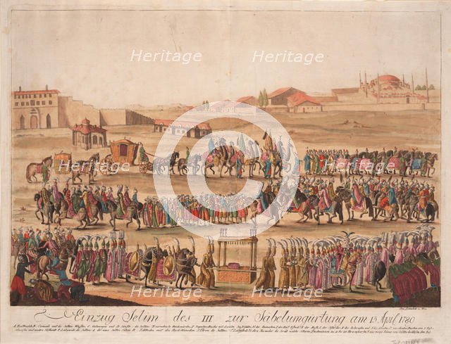 The Entry of the Sultan Selim III to the Girding the Sabre on 13 April 1789, 1789. Artist: Loeschenkohl, Johann Hieronymus (1753-1807)