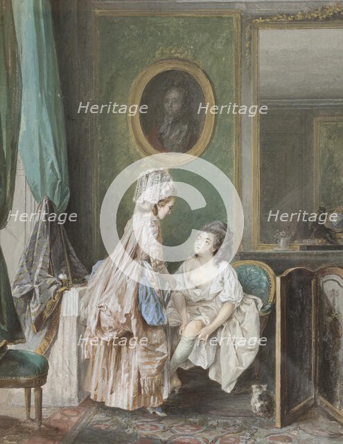 Lady Pulling on her Stockings. Creator: Nicolas Lavreince.