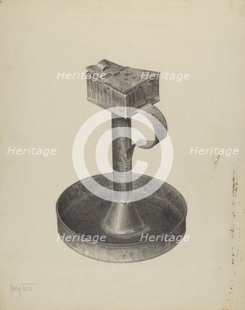 Betty Lamp and Stand, c. 1940. Creator: Amelia Tuccio.