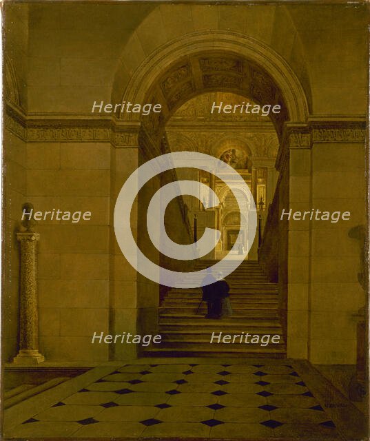 Grand Staircase of the Louvre, around 1840. Creator: Victor Duval.