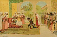 Encounter between King Ordoño IV of León (926-962) and the Umayyad Caliph of Córdoba..., 1888. Creator: Juan Alaminos.