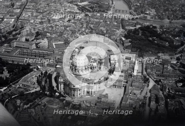 Bird's-eye view of Basilica of St. Peter in the Vatican, 1928. Creator: Mittelholzer; Walter (1894-1937).