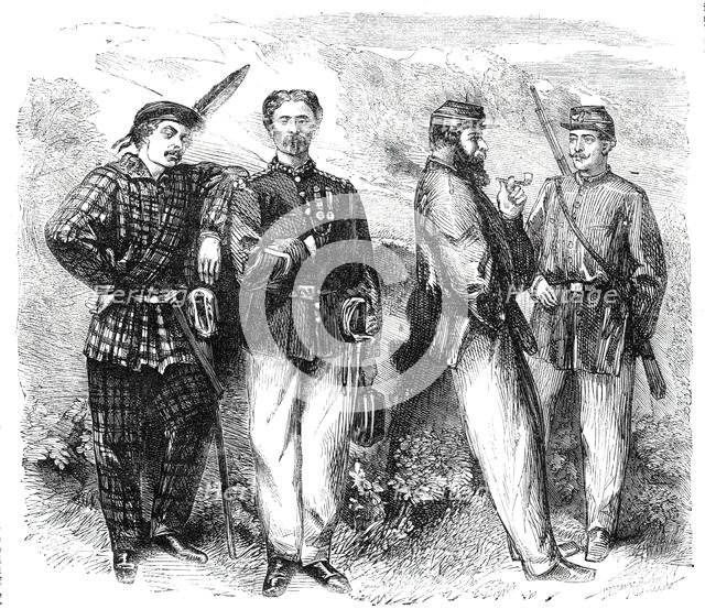 Garibaldian volunteers - from a photograph by Herr Fehrenbachs, 1860. Creator: Unknown.