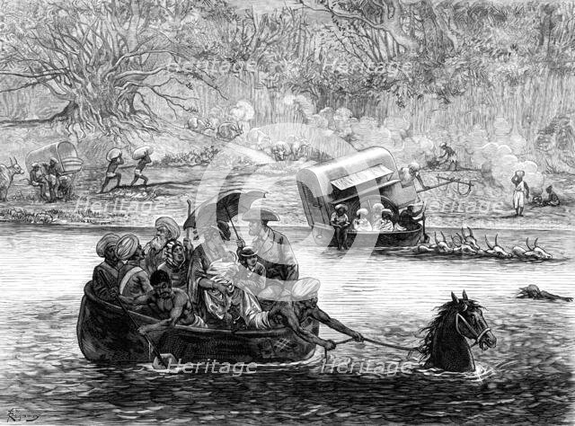 Crossing a river in India, 1874. Creator: Felix Elie Regamey.