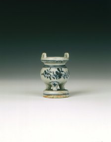 Miniature blue and white incense burner, China, c1500. Artist: Unknown