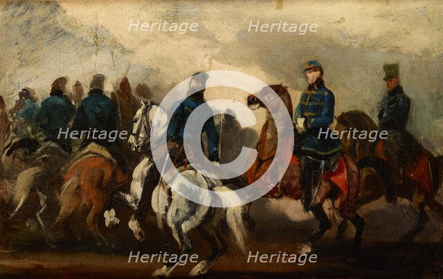 Detachment of Austrian Hussars, between 1837-1840, after 1850. Creator: Piotr Michalowski.