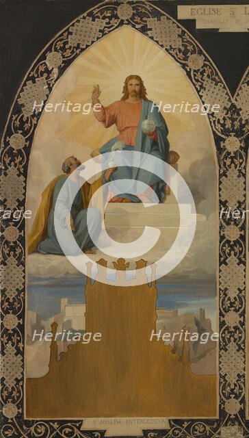 Esquisse pour l'église saint Laurent : Saint Joseph aux pieds de Jésus Christ, 1878. Creator: Louis Stanislas Faivre-Duffer.