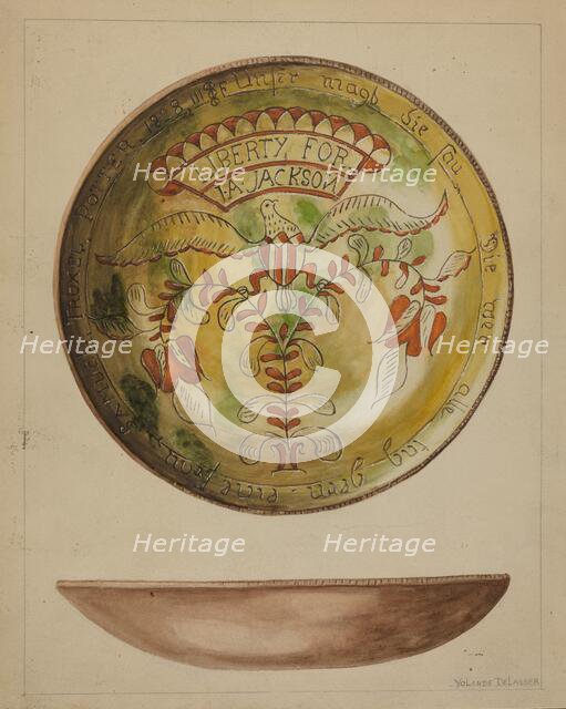 Pa. German Plate, c. 1937. Creator: Yolande Delasser.
