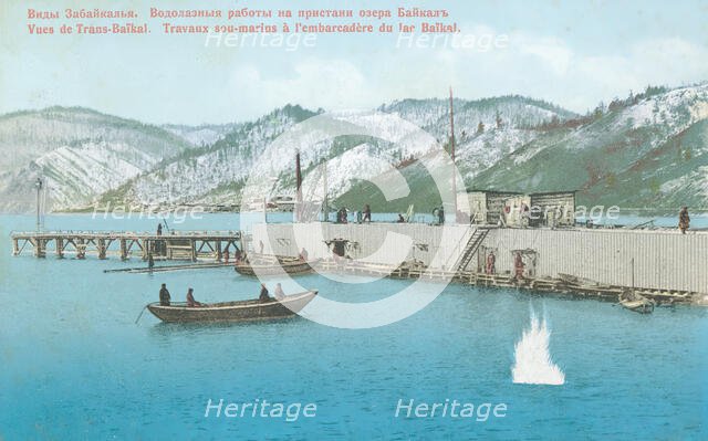 Diving work on the pier of Lake Baikal, 1904-1917. Creator: Unknown.