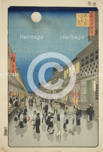 Night View of Saruwaka-machi (Saruwaka-machi yoru no kei), from the series "One Hundred..., 1856. Creator: Ando Hiroshige.