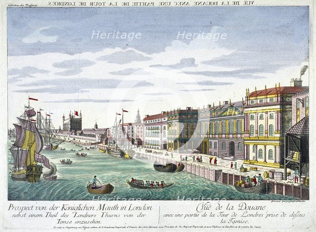 View of Custom House and River Thames, London, c1760. Artist: George Godofroid Winkler