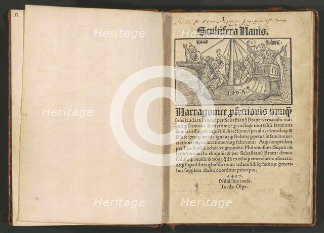 Stultifera navis (Ship of Fools), 1st August, 1497. Creators: Albrecht Durer, Sebastian Brant.