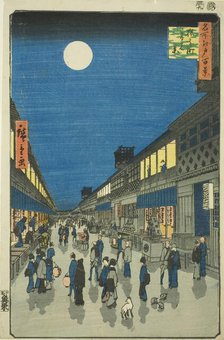 Night View of Saruwaka-machi (Saruwaka-machi yoru no kei), from the series "One Hundred..., 1856. Creator: Ando Hiroshige.
