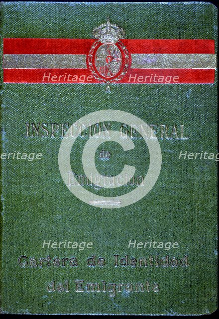 Identity wallet of the emigrant, it was required sealed and with a passord prior to travel to wor…