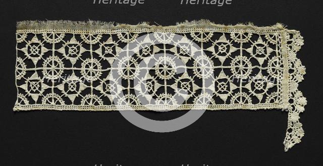 Needlepoint (Reticella) and Bobbin Lace Insertion and Edging, 16th century. Creator: Unknown.