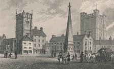 'Market Place Richmond, Trinity Church and Keep of Richmond Castle', 1831. Artist: J Shury.
