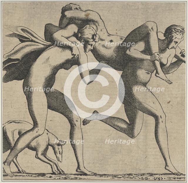 Woman Being Carried to a Libidinous Satyr, 1540-56. Creator: Leon Davent.