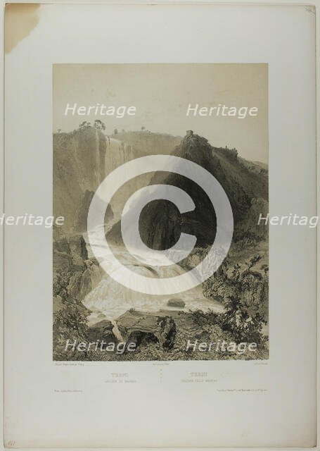 Terni: Marble Falls, plate twenty from Italie Monumentale et Pittoresque, c. 1848. Creator: Nicolas-Marie-Joseph Chapuy.