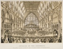 Interior of the Guildhall, City of London, 1855. Artist: Anon
