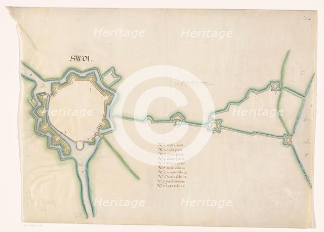 Map of Zwolle fortress, c.1650-c.1799. Creator: Anon.