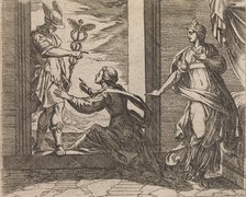 Mercury Turning Aglauros to Stone (Aglauros a Mercurio in lapidem transfor..., Published after 1606. Creator: Antonio Tempesta.
