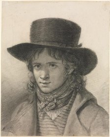 Self-Portrait in a Hat, c. 1790. Creator: Anne-Louis Girodet de Roucy-Trioson (French, 1767-1824).