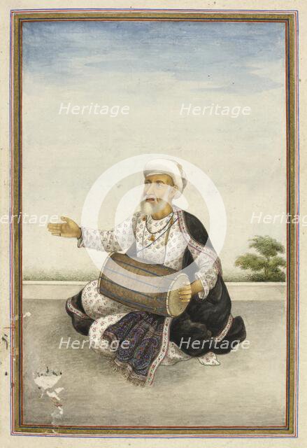 Kavval’, a sub-caste of the large Muslim caste of ‘Mirasis’...A man beating a drum, 1825. Creator: Anon.