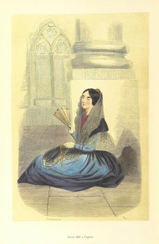 Young woman in church, 1848. Creator: Adolphe François Pannemaker.