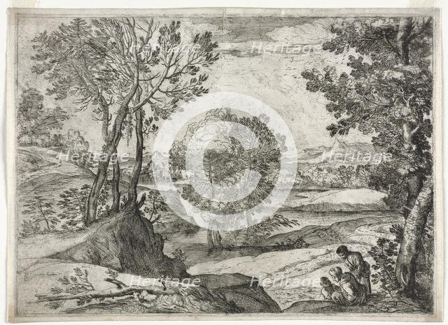 Landscape with a Family, 1643. Creator: Giovanni Francesco Grimaldi (Italian, 1606-1680).