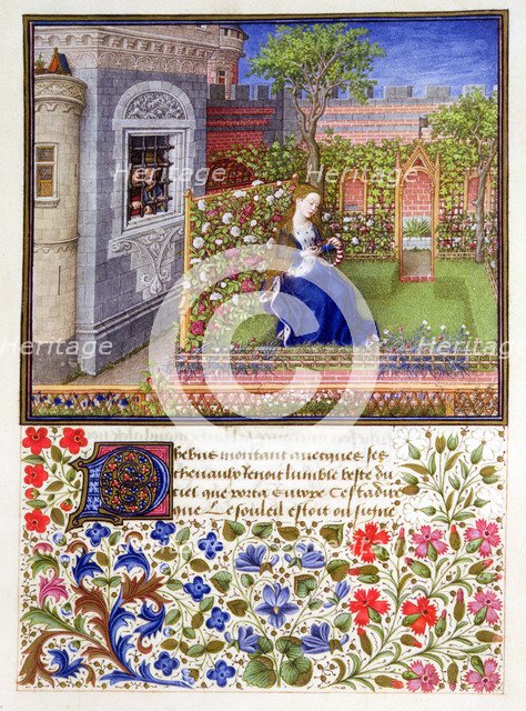 The prisoners listening to Emily singing in the garden, 1340-1341. Artist: Unknown