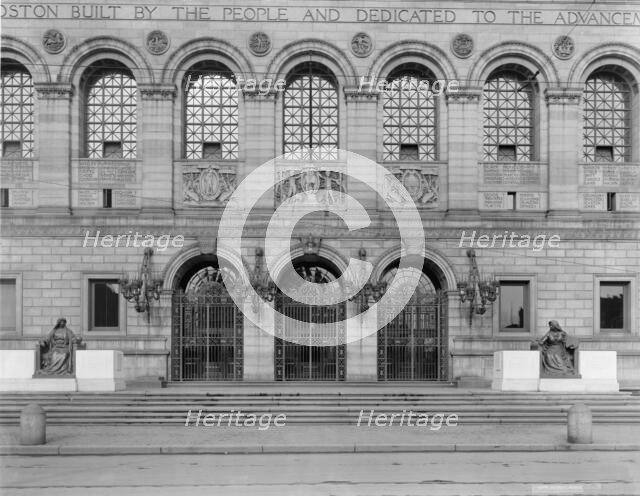 Boston Public Library, entrance, c.between 1910 and 1920. Creator: Unknown.