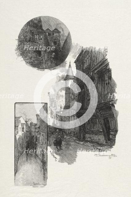 Rouen Illustré: Cour de LAlbane; Rue Saint Romain; Laubette Rue Armand - Carrel, 1896. Creator: Auguste Louis Lepère (French, 1849-1918).