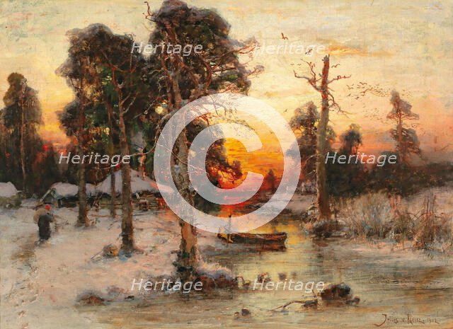 Returning home at sunset, 1902. Creator: Klever, Juli Julievich (Julius) von, the Elder (1850-1924).