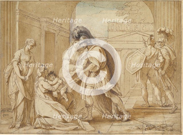 Hector taking leave of Andromache: the Fright of Astyanax, 1766. Creator: Benjamin West.