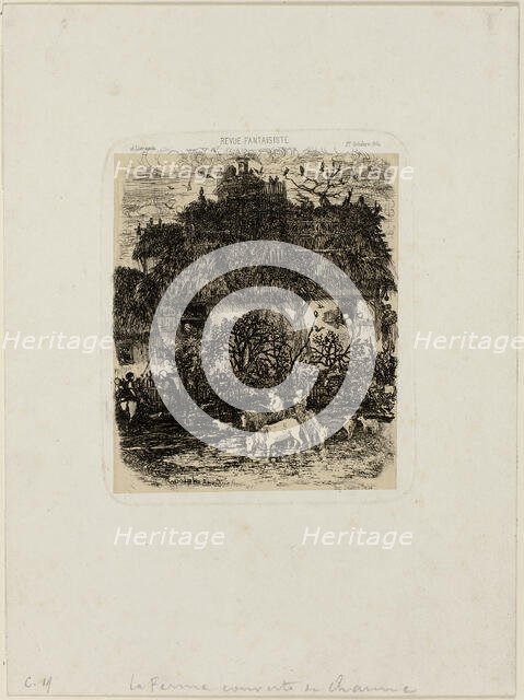 The Thatch-Roofed Farmhouse, from Revue Fantaisiste, 1861. Creator: Rodolphe Bresdin.